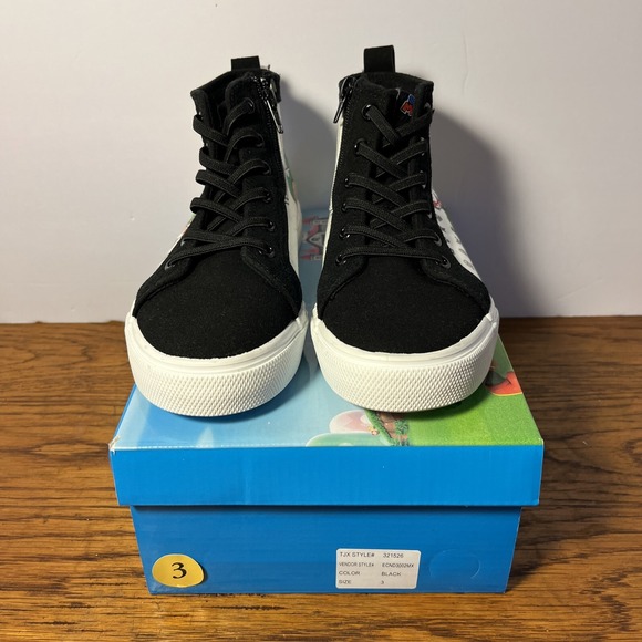 Ground Up Super Mario High Top Sneakers Kids 3 Casual Shoes White Black Luigi - Picture 5 of 9